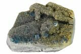 Blue Cubic Fluorite on Smoky Quartz - China #163554-1
